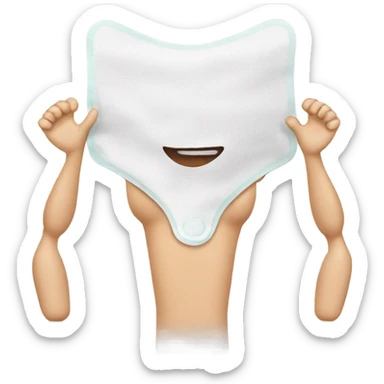 Sanitary napkin with a face, arms and legs sticker