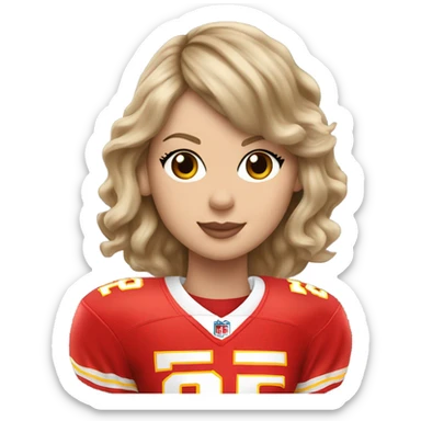 Taylor swift playing football in a Kansas City Chiefs Jersey sticker