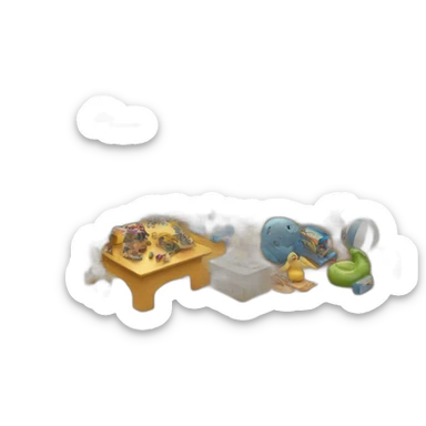 A room full with toys sticker