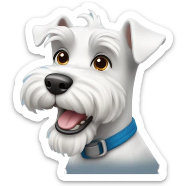 happy white schnauzer dog sticker