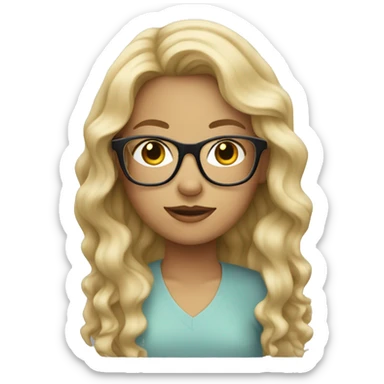 wavy Blonde haired girl with clear glasses sticker