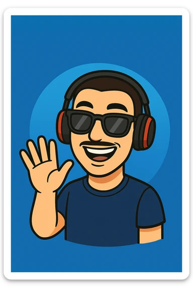 Create a variant of the cartoon style image with the character wearing sunglasses, keeping the same cartoon style and character details. sticker