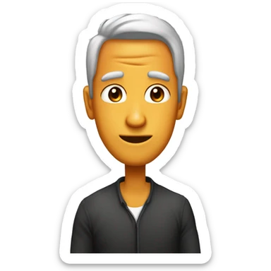 стикер в майнкрафт стиле черные волосы оранжевая кофта и оранжевые глаза sticker