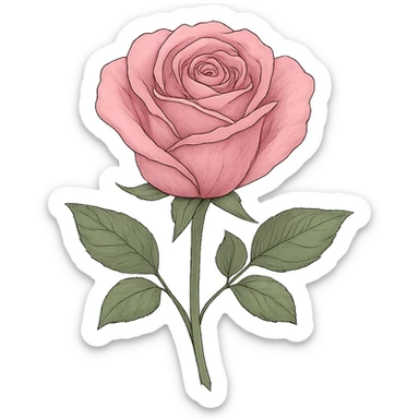 pink rose, digital illustration sticker
