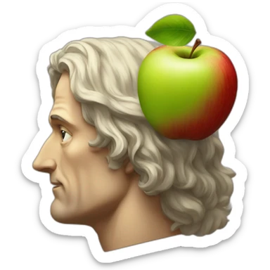 Apple falling on top of Isaac Newton's head sticker