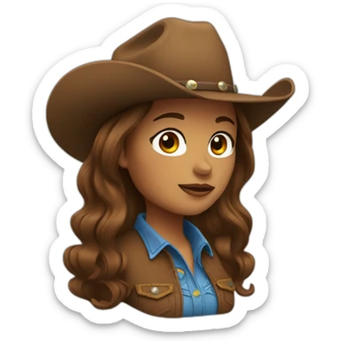 cowgirl brown hair sticker