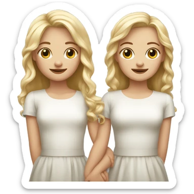 2 blonde girls holding hands one with shorter hair sticker