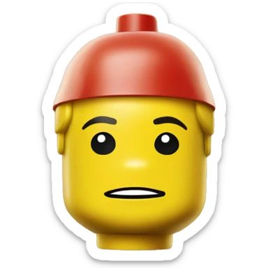 Yellow Lego head with red cap backwards sticker
