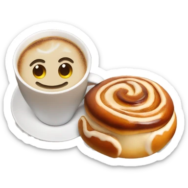 Cinnamon bun and cappuccino sticker