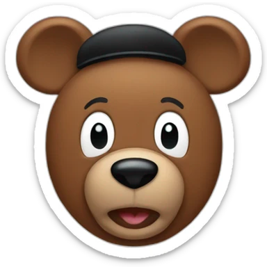 brown bear emoji wearing fake black mickey mouse ears sticker