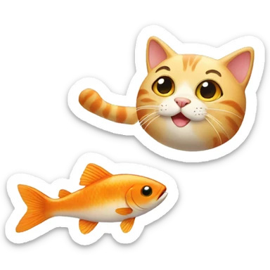cat & fish sticker