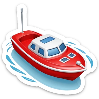 red  plastic toy boat sticker