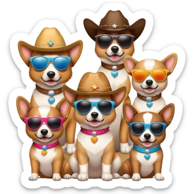 3 cowboy dogs snowboarding birthday party sticker