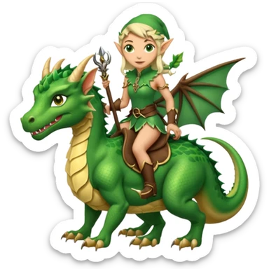 Elf dragon-tamer with bow riding a scaled beast sticker