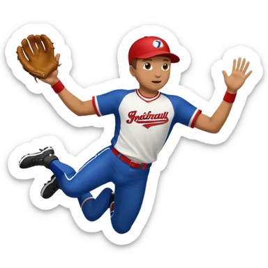 baseball player diving to catch the ball sticker