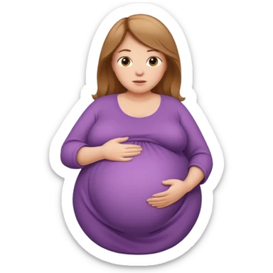 very heavily pregnant overdue woman with very large belly sticker