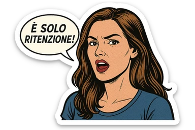 DONNA REALISTICA CHE DICE IN UN FUMETTO ALLA SUA SINISTRA: "è SOLO RITENZIONE!" sticker