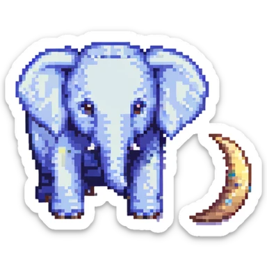 an elephant on the moon, pixel art style sticker