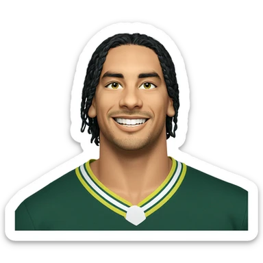 smiling boy in green shirt sticker