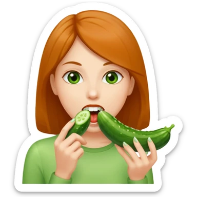 Ember a szájába veszi az uborkát sticker