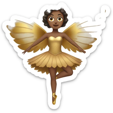  brown adult ballerina big gold wings sticker