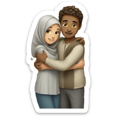 Girl and Boy hugging both are middle eastern sticker