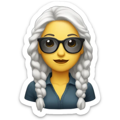 Mujer blanca pelo largo con lentes cara rendonda sticker