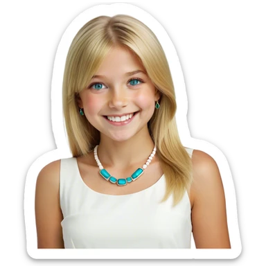 blonde smiling girl in white portrait straigth hair blue eyes sticker