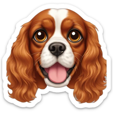 ruby cavalier king charles spaniel with mustache sticker