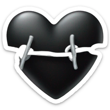 Black heart with silver barbed wire sticker