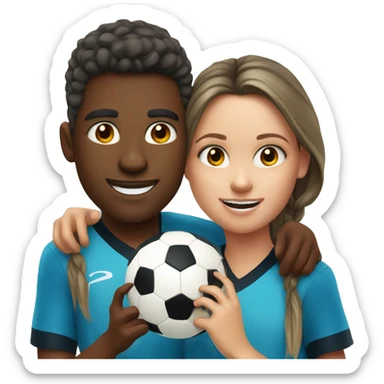 boy and girl enjoying soccer selfie sticker