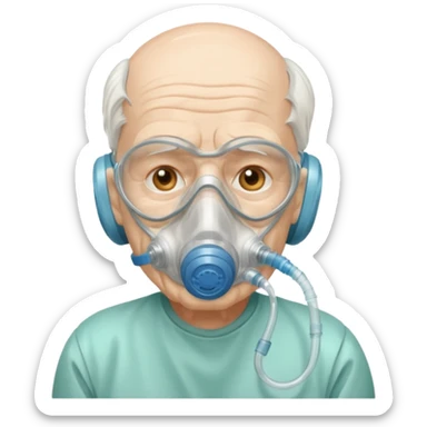 simple emergency oxygen mask for old man sticker