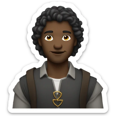 a dark hairyoung man with a sort bard in a grey su sticker