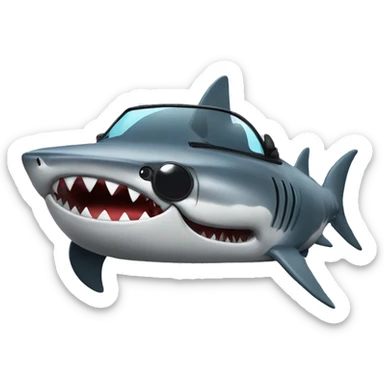 Shark driving car with sunglasses on sticker