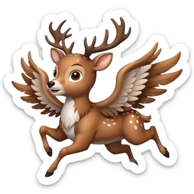 Make a 10 point deer with wings and its flying on a cloud and it is going crazy sticker