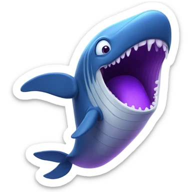 Blue whale purple, open mouth sticker