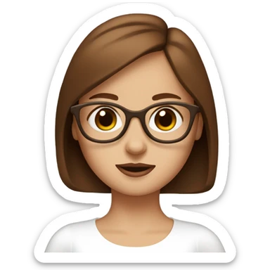 the brown hair girl with blue eye wear a white minimal dress and her brown sausage dog sticker
