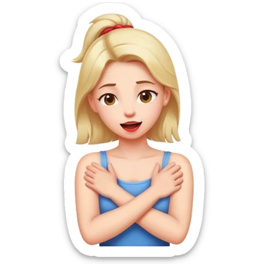 girl arms crossed on neck with tongue out sticker