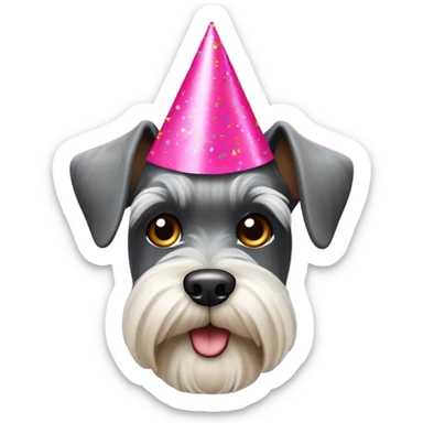 miniature schnauzer dog with party hat on  sticker
