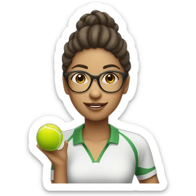Italian girl with eyeglasses playing tennis sticker