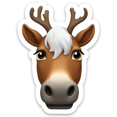 Horse with fake reindeer horns  sticker
