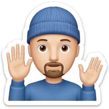 White bald with goatee hand raised knit cap sticker