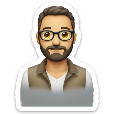 hombre con barba pelo largo y coleta y gafas de vision  sticker