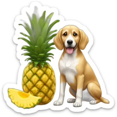 chien golden avec une tête d'ananas sticker