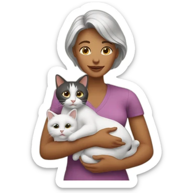 Maman avec deux chat sticker