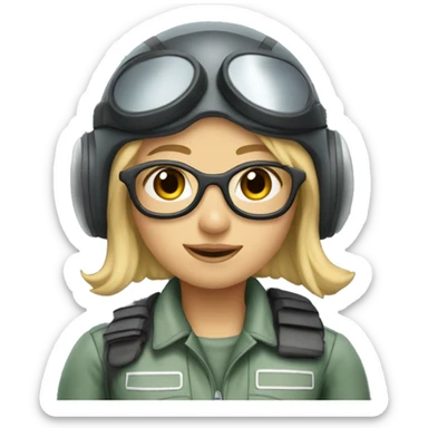 girl with blonde hair wearing a pilot helmet and gogles sticker