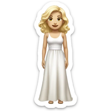 Blonde woman in a white dress, full body, chest shading sticker