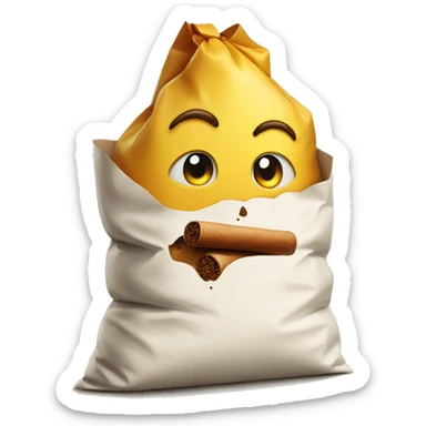 a bag of flour smokes a cigar sticker