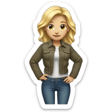 Blonde girl with her jacket tied around her hips sticker