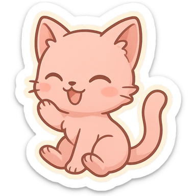pink cat, adorable and playful, chibi style sticker sticker
